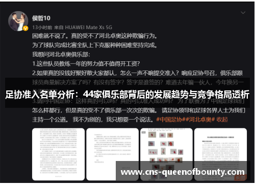 足协准入名单分析：44家俱乐部背后的发展趋势与竞争格局透析