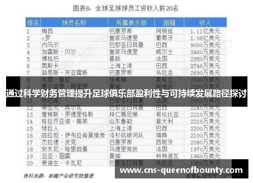 通过科学财务管理提升足球俱乐部盈利性与可持续发展路径探讨